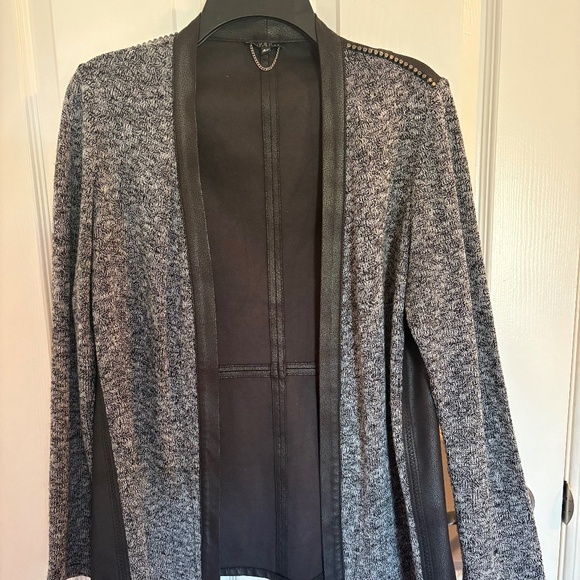 VEX black knit/pleather cardigan 🖤🩶 - Picture 1 of 7